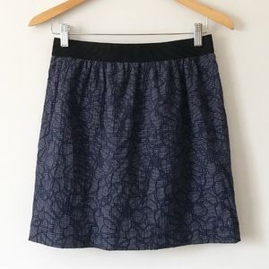 Ann Taylor Petite Textured Blue Floral Skirt